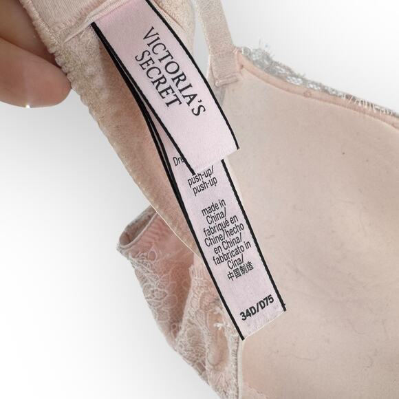 Victoria’s Secret Dream Angels Push-Up Bra Light Pink Lace Sz 34D NWOT - Picture 5 of 6